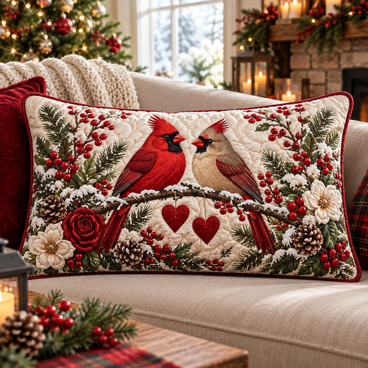 Rose Cardinal Christmas Quilted Bedding Pillow Case TZL0DV280