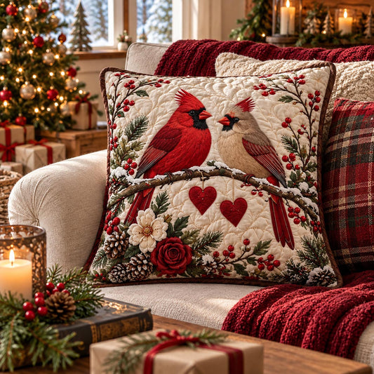Rose Cardinal Christmas Quilted Pillow Case TZL0DV280