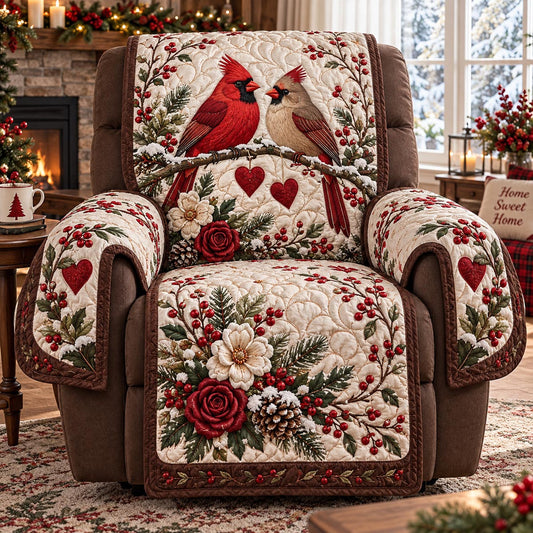 Rose Cardinal Christmas Quilted Sofa Cover TZL0DV280
