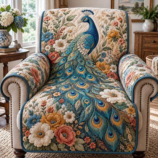 Rose Garden Peacock Quilted Sofa Cover TZL0DV442