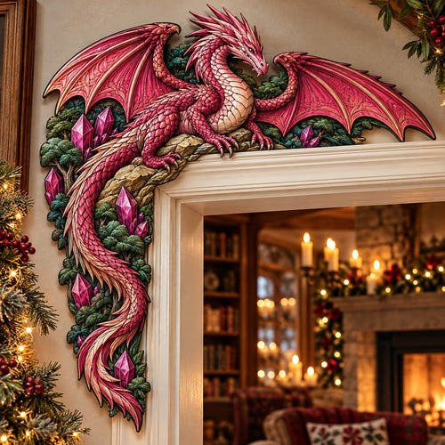 Ruby Crystal Dragon Christmas Door Corner Sign TZL0PT0746