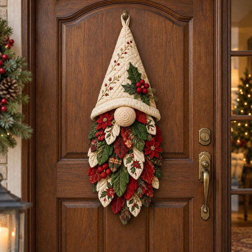 Rustic Christmas Gnome Custom Shape Quilted Door Hanger TZL0PT0201