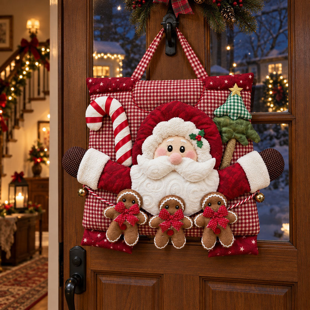 Rustic Christmas Welcome Custom Shape Quilted Door Hanger TZL0PT0303
