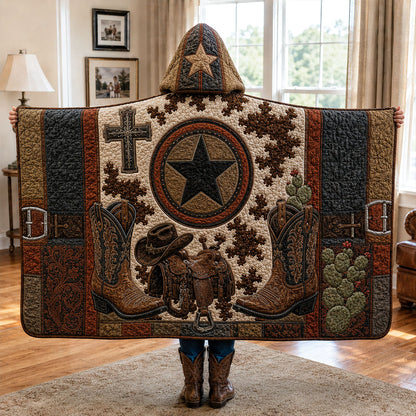 Rustic Lone Star Quilted Hooded Blanket TZL0PT0113