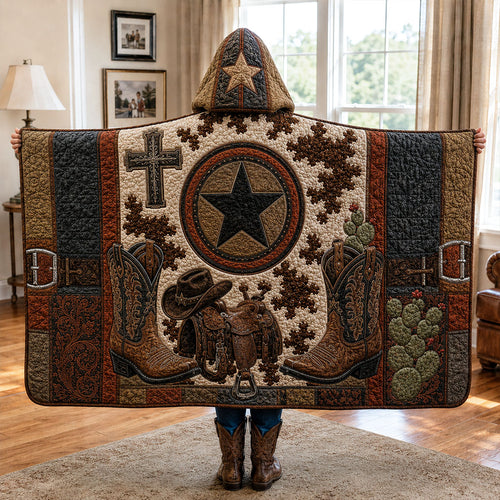 Rustic Lone Star Quilted Hooded Blanket TZL0PT0113