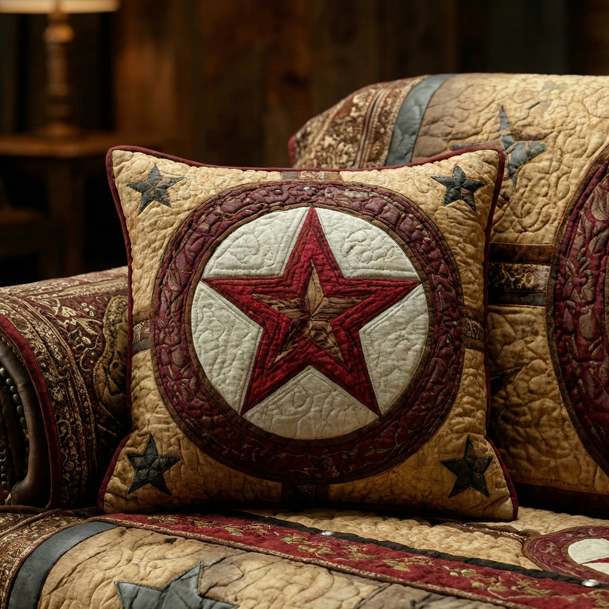 Rustic Lone Star Quilted Pillow Case NCU0XD2129