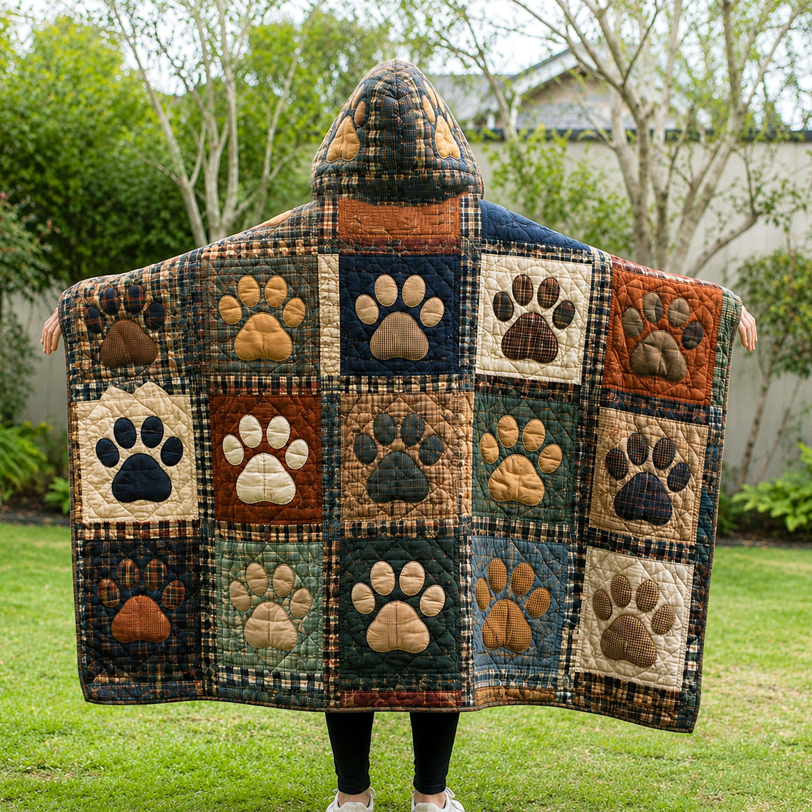 Rustic Pawprints Quilted Hooded Blanket TZL0TV009