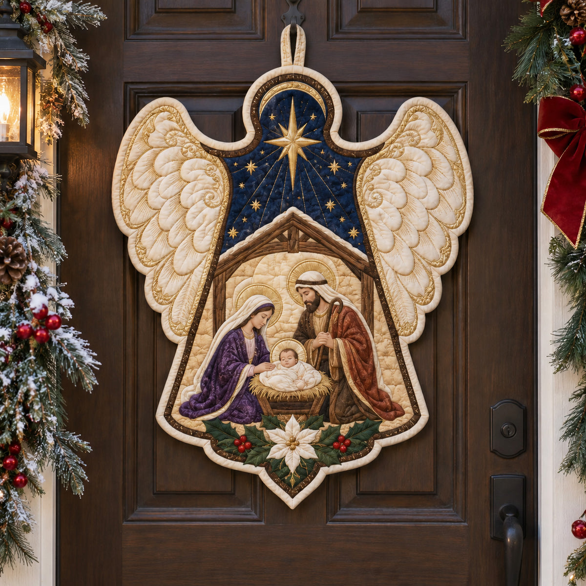 Sacred Bethlehem Custom Shape Quilted Door Hanger TZL0TV095