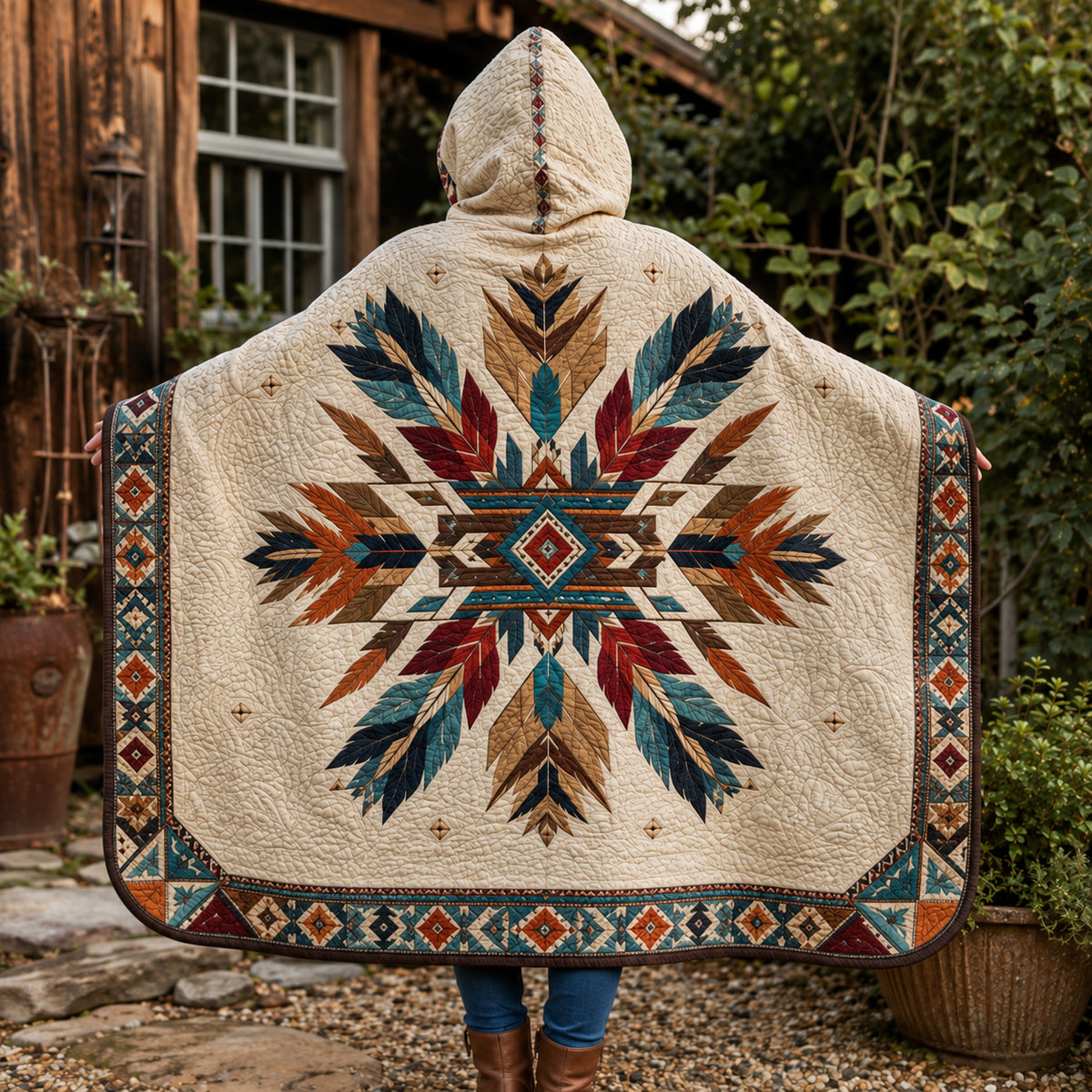 Sacred Geometry Quilted Hooded Blanket TZL0TV048
