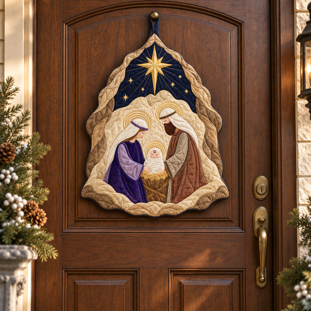 Sacred Manger Glow Custom Shape Quilted Door Hanger TZL0PT0212