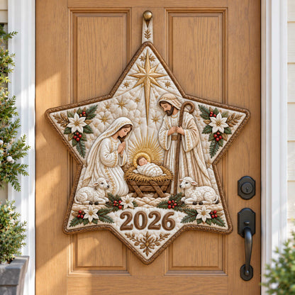 Sacred Nativity Custom Shape Quilted Door Hanger TZL0TD78