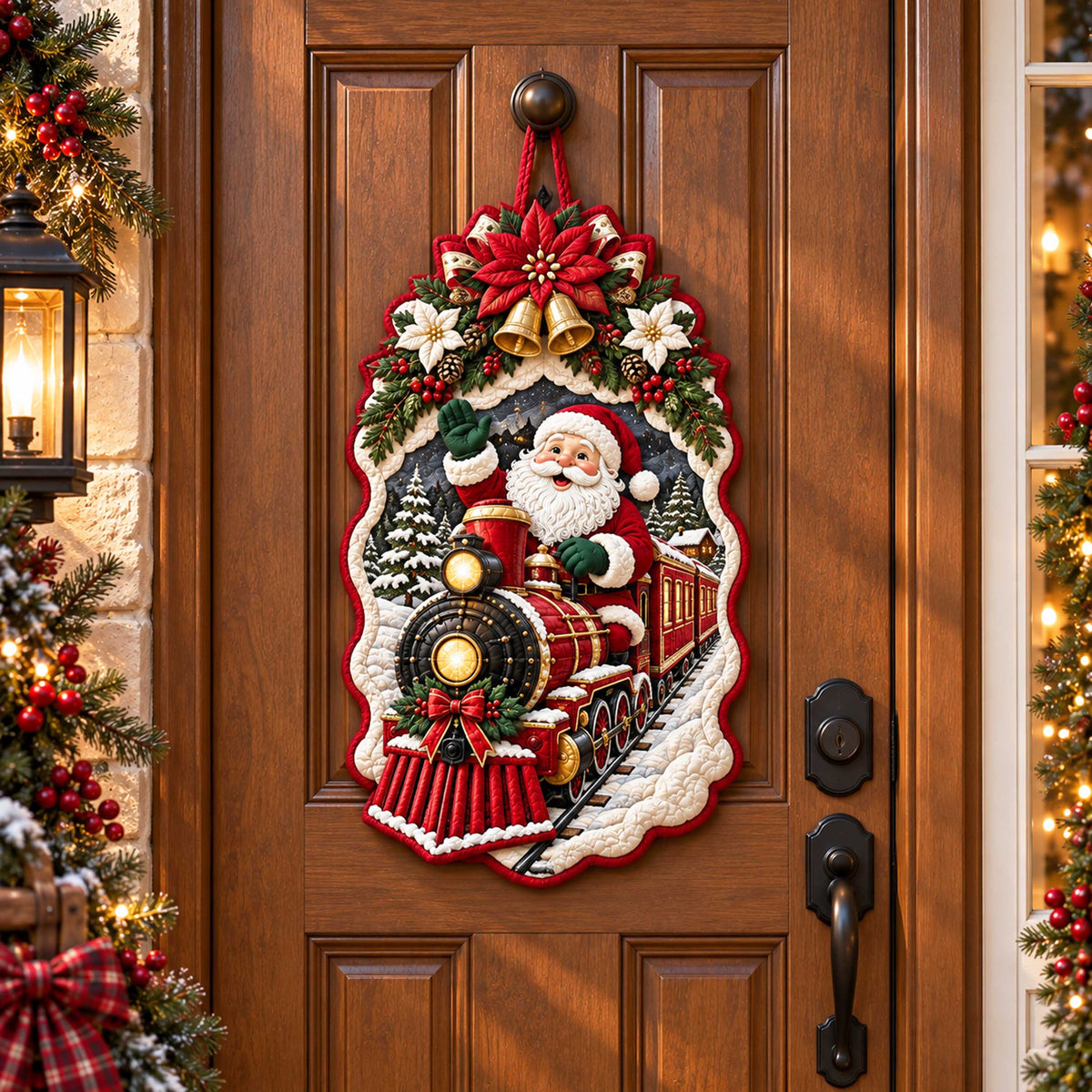 Santa Arrival Custom Shape Quilted Door Hanger TZL0TD57