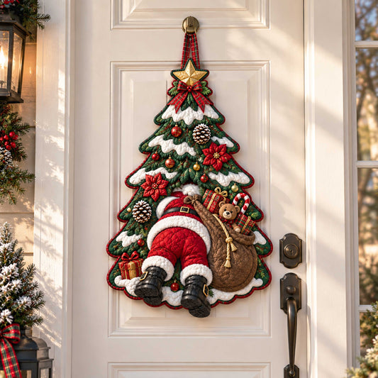 Santa Cheer Custom Shape Quilted Door Hanger TZL0TD58