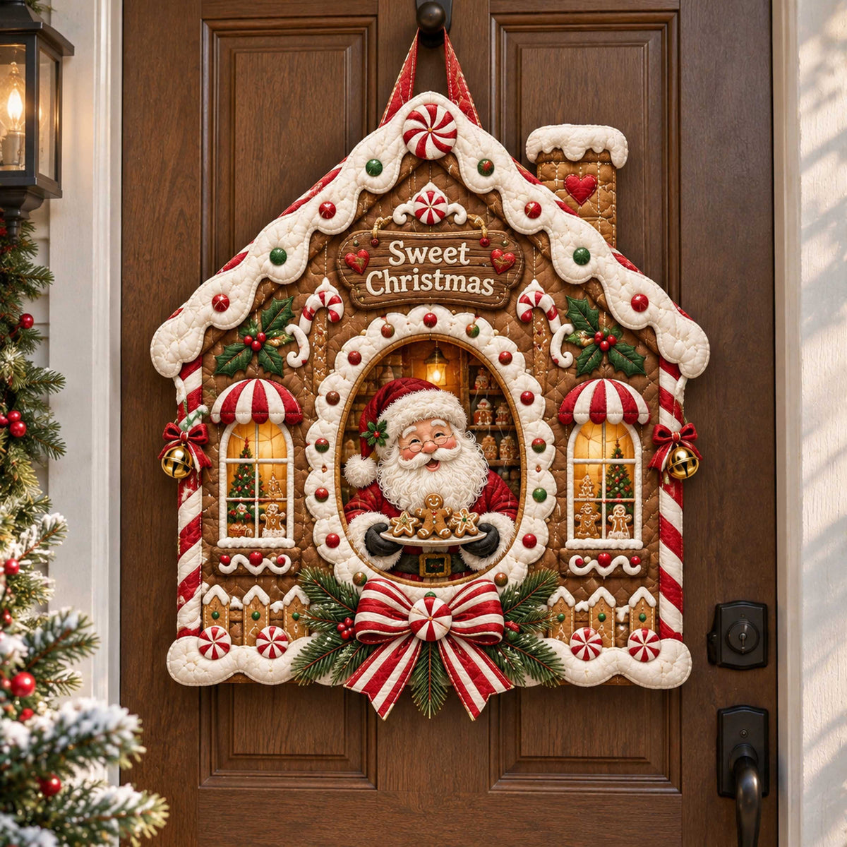 Santa Cheer Custom Shape Quilted Door Hanger TZL0TD92