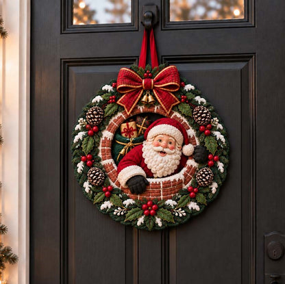 Santa Chimney Merriment Custom Shape Quilted Door Hanger TZL0HH0071