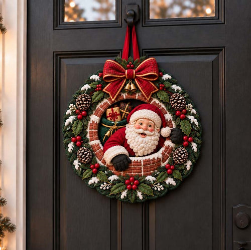 Santa Chimney Merriment Custom Shape Quilted Door Hanger TZL0HH0071