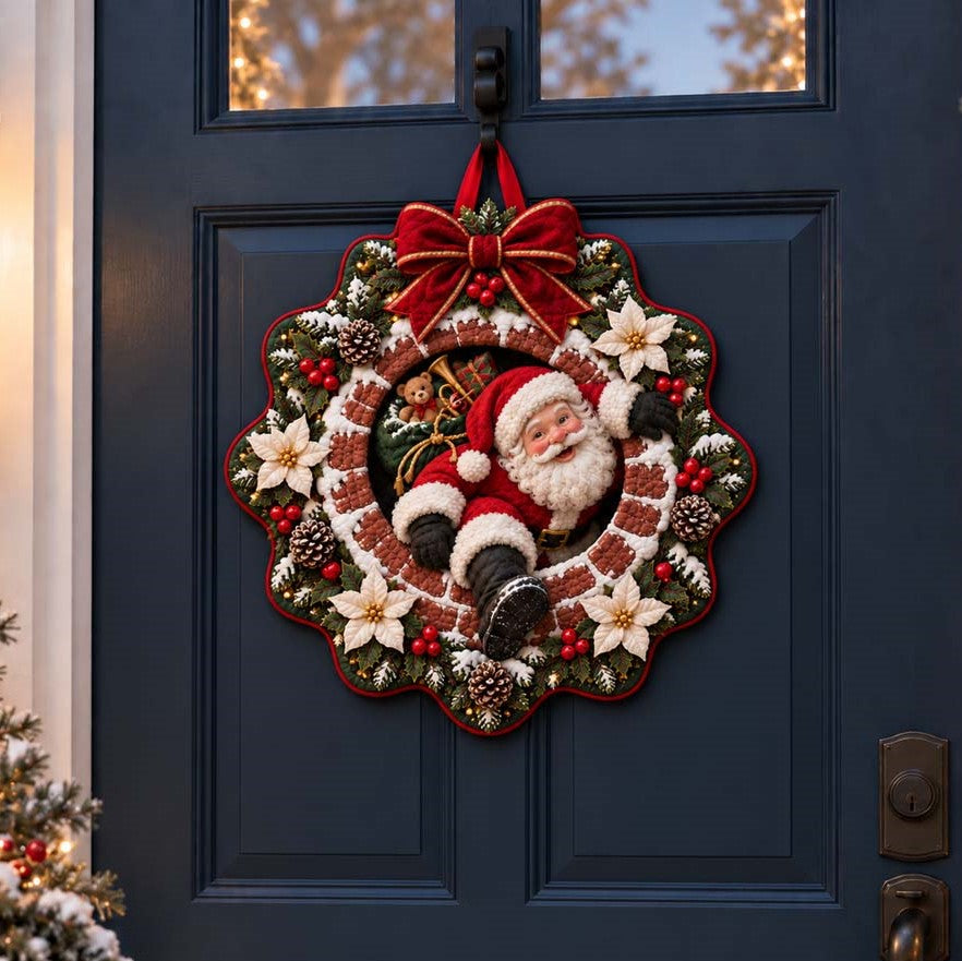 Santa Chimney Surprise Custom Shape Quilted Door Hanger TZL0HH0072