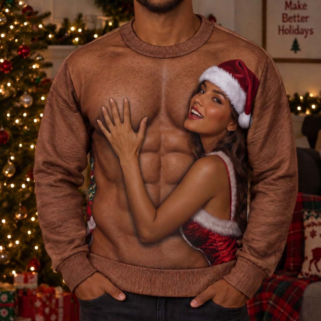 Santa Embrace Personalized Ugly Sweatshirt TZL0HH0042
