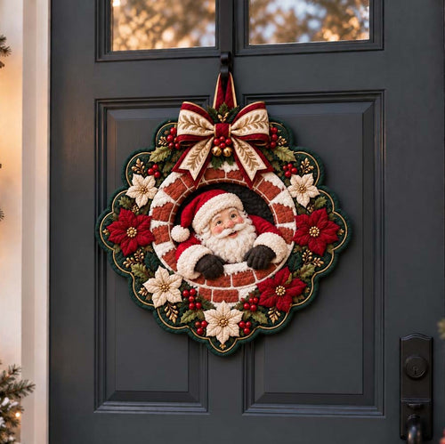 Santa Floral Chimney Custom Shape Quilted Door Hanger TZL0HH0073