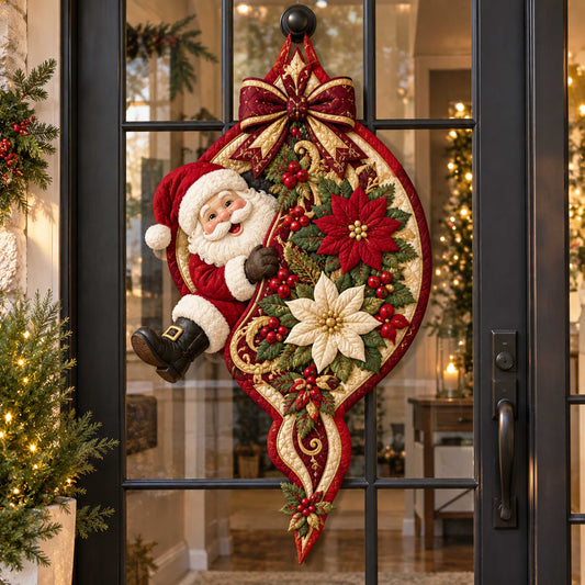 Santa Greetings Custom Shape Quilted Door Hanger TZL0TD56