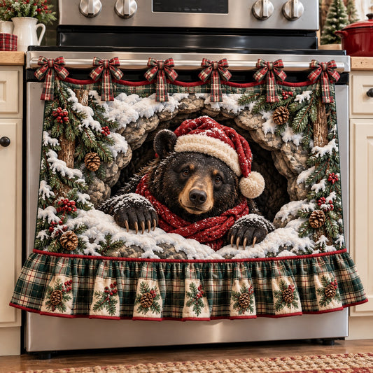Santa Hat Bear Cave Oven Curtain TZL0TD316