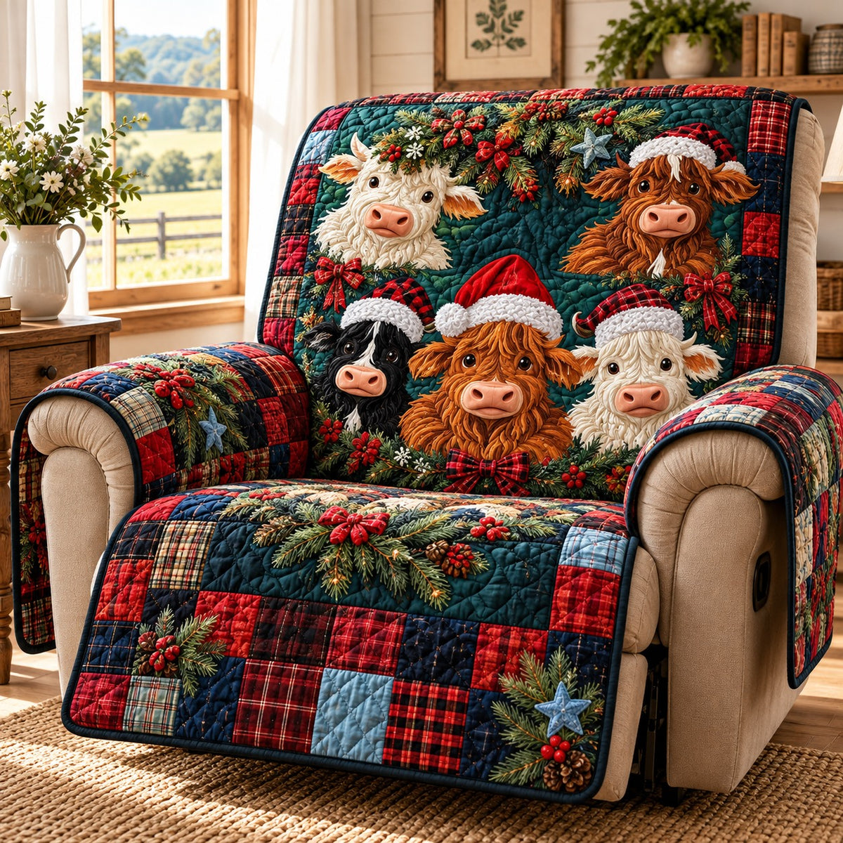 Santa Hat Herd Quilted Sofa Cover TZL0PT0770