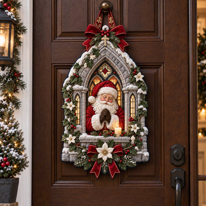 Santa Holiday Custom Shape Quilted Door Hanger TZL0TD103
