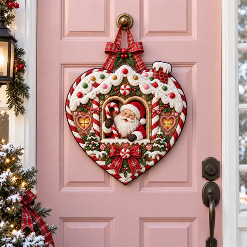 Santa Joy Custom Shape Quilted Door Hanger TZL0TD94