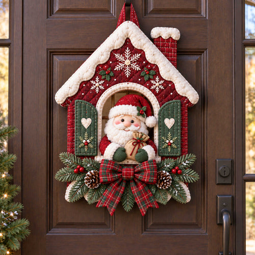 Santa Merriment Custom Shape Quilted Door Hanger TZL0TD102