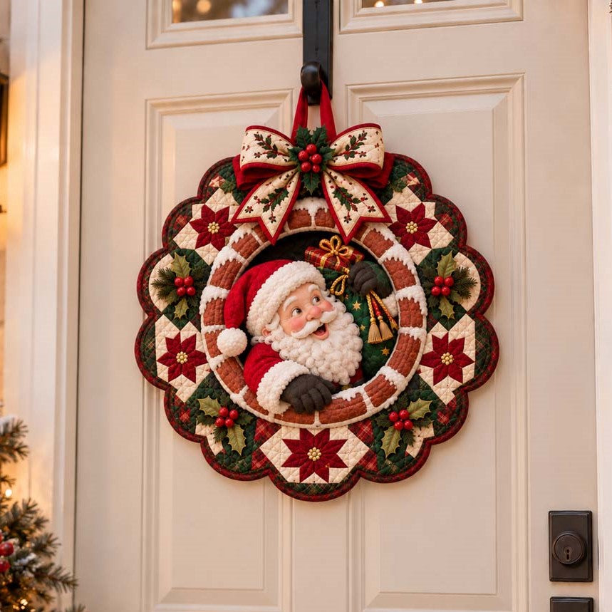 Santa Midnight Rooftop Custom Shape Quilted Door Hanger TZL0HH0074