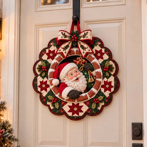 Santa Midnight Rooftop Custom Shape Quilted Door Hanger TZL0HH0074