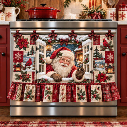 Santa Poinsettia Window Oven Curtain TZL0HH0223
