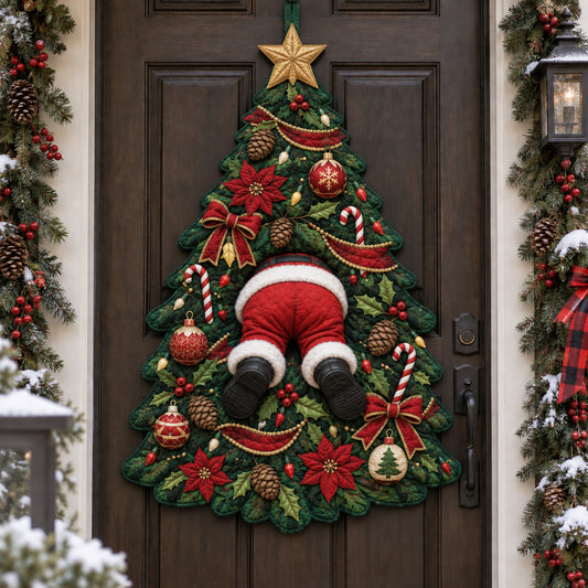 Santa Sneak Custom Shape Quilted Door Hanger TZL0TV090