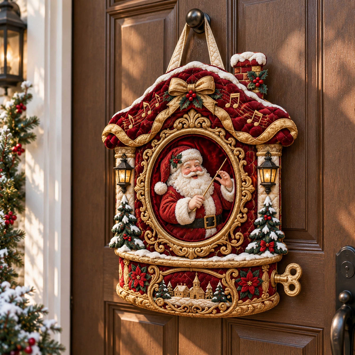 Santa Sparkle Custom Shape Quilted Door Hanger TZL0TD101