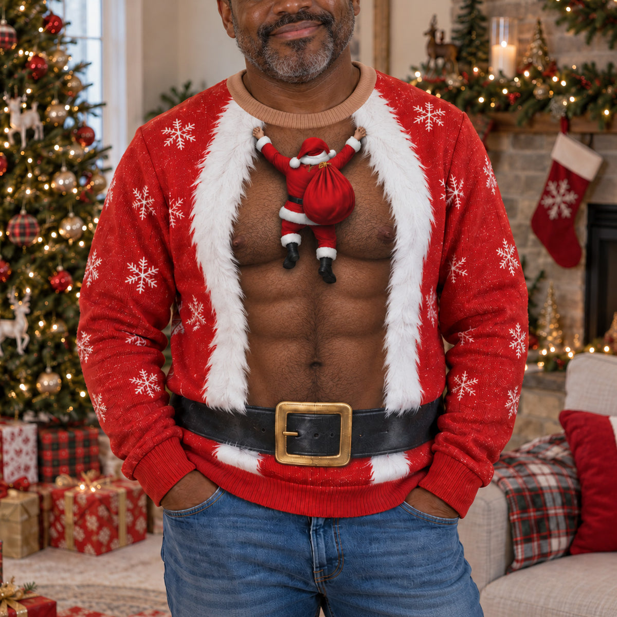 Santa Strip Personalized Ugly Sweatshirt TZL0TV072