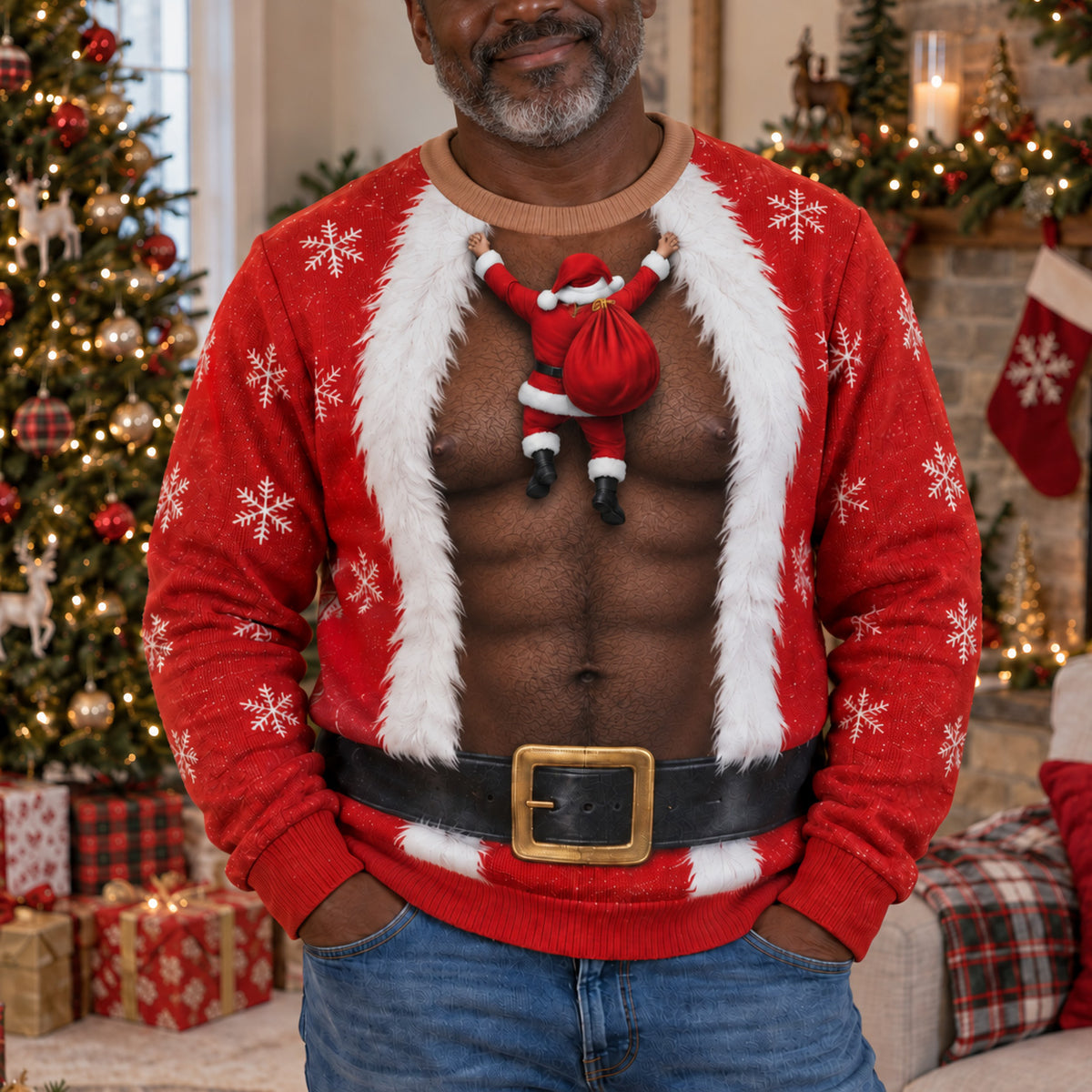 Santa Strip Personalized Ugly Sweatshirt TZL0TV072