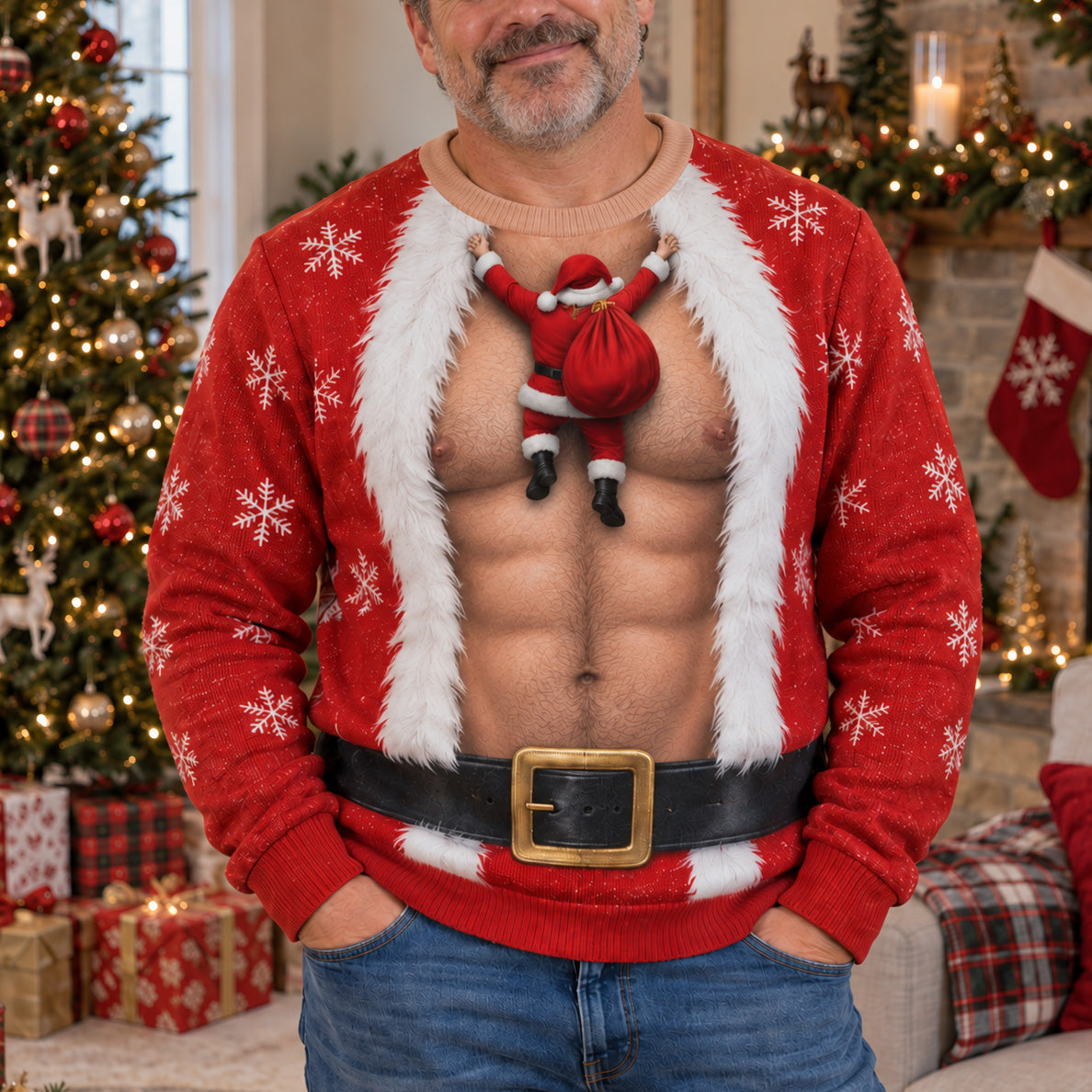 Santa Strip Personalized Ugly Sweatshirt TZL0TV072