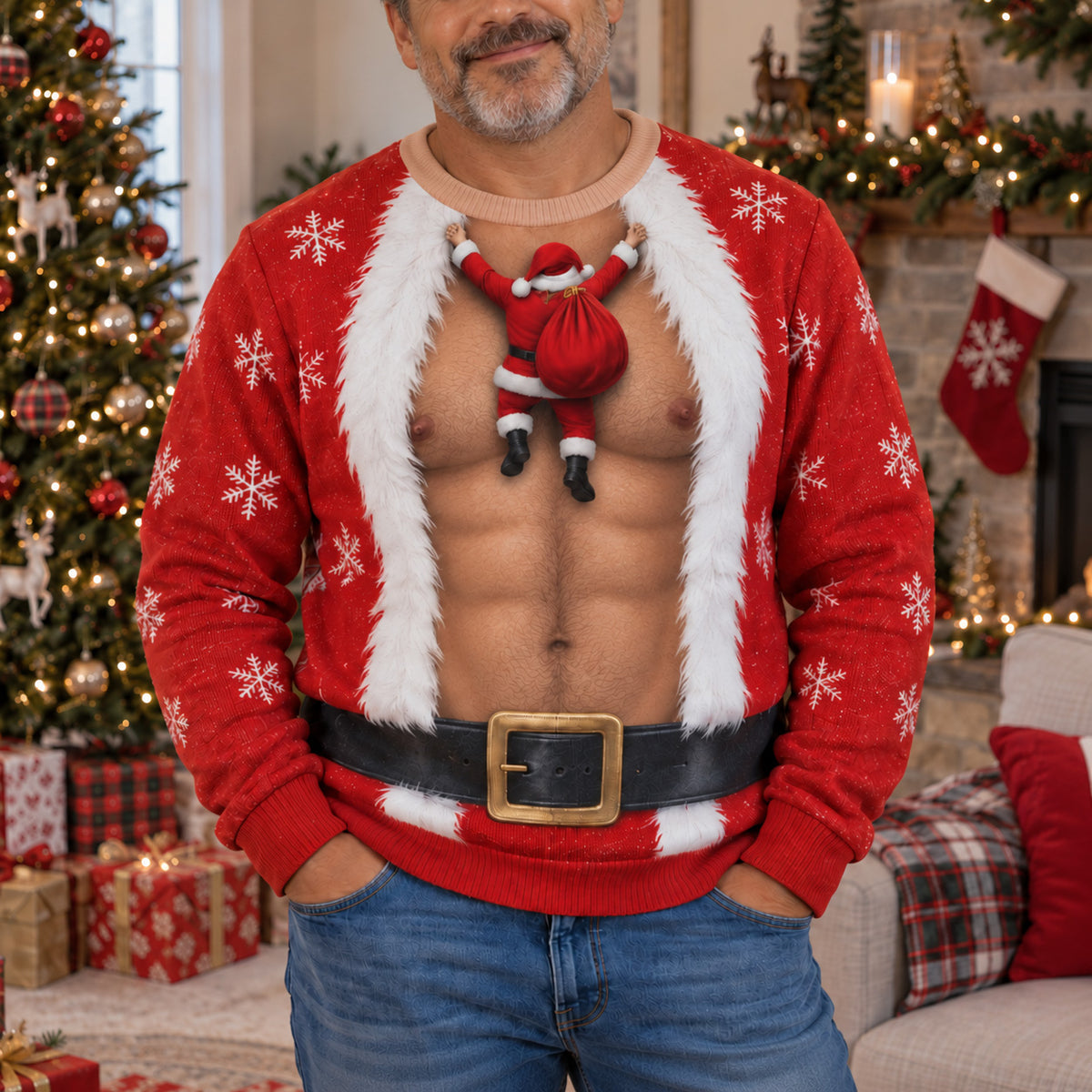 Santa Strip Personalized Ugly Sweatshirt TZL0TV072