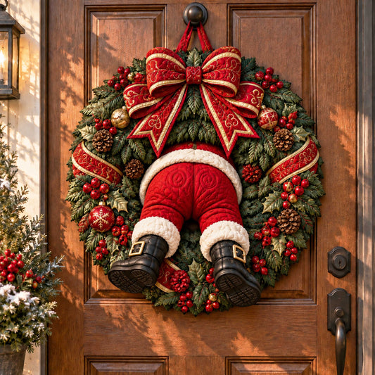 Santa Surprise Custom Shape Quilted Door Hanger TZL0TD61