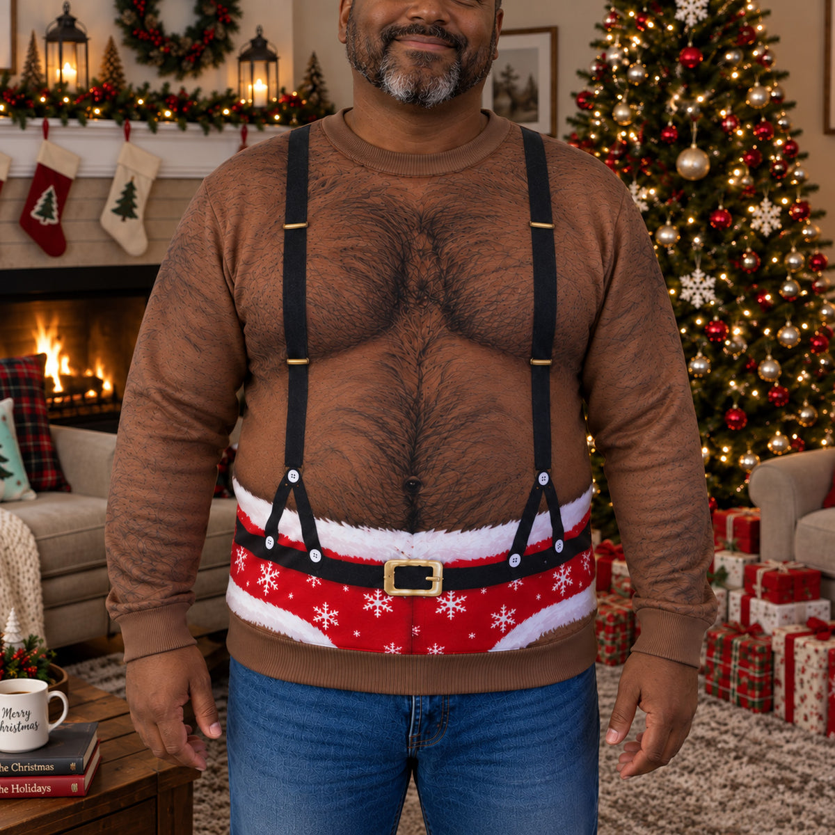 Santa Suspenders Personalized Ugly Sweatshirt TZL0TV075