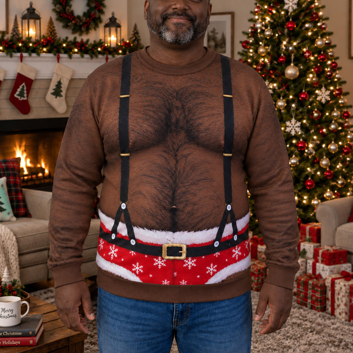 Santa Suspenders Personalized Ugly Sweatshirt TZL0TV075