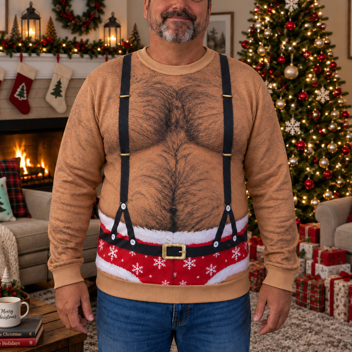 Santa Suspenders Personalized Ugly Sweatshirt TZL0TV075