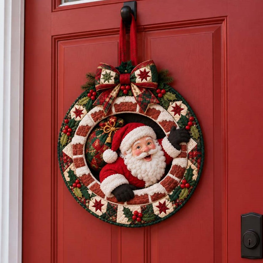 Santa Tartan Charm Custom Shape Quilted Door Hanger TZL0HH0077
