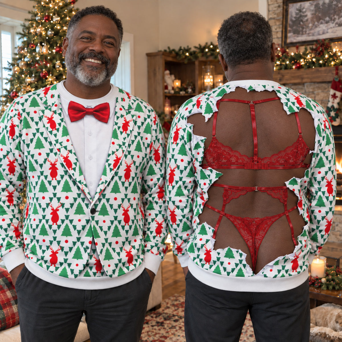 Santa Undressed Personalized Ugly Sweatshirt TZL0TV079