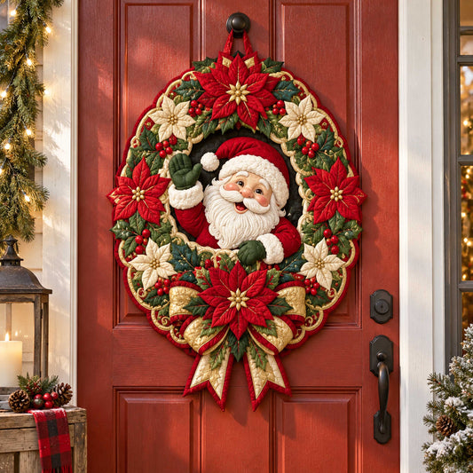 Santa Welcome Custom Shape Quilted Door Hanger TZL0TD55