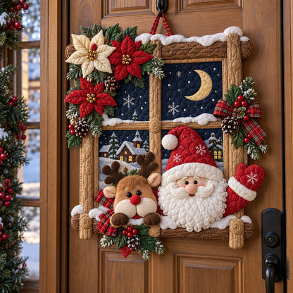 Santa’s Merry Gathering Custom Shape Quilted Door Hanger TZL0PT0306