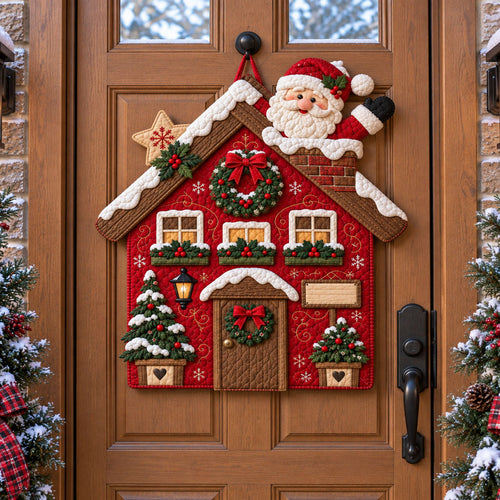 Santa’s Welcome Custom Shape Quilted Door Hanger TZL0PT0307
