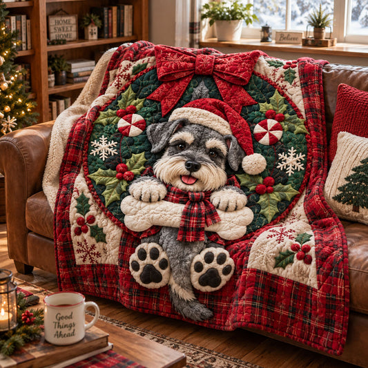 Schnauzer Christmas Cuddles Quilted Blanket TZL0PT0496