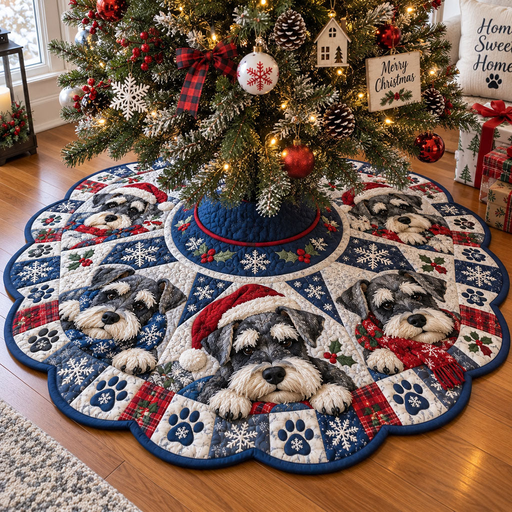 Schnauzer Christmas Custom Shape Christmas Quilted Tree Skirt TZL0PT0318