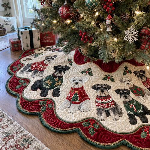 Schnauzer Holiday Custom Shape Christmas Quilted Tree Skirt TZL0PT0319
